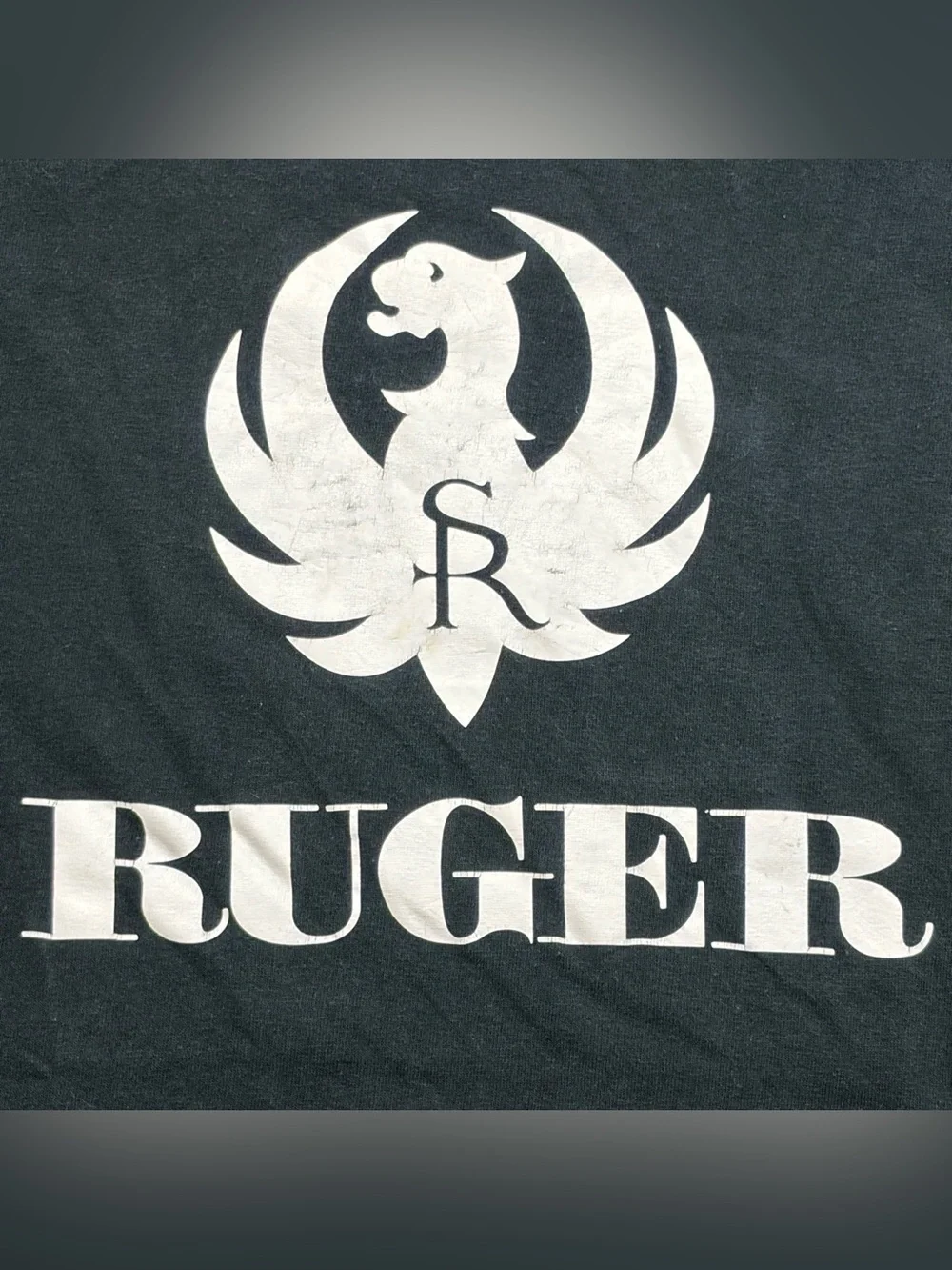 Vintage Ruger Firearms Logo Black Graphic T-Shirt XL